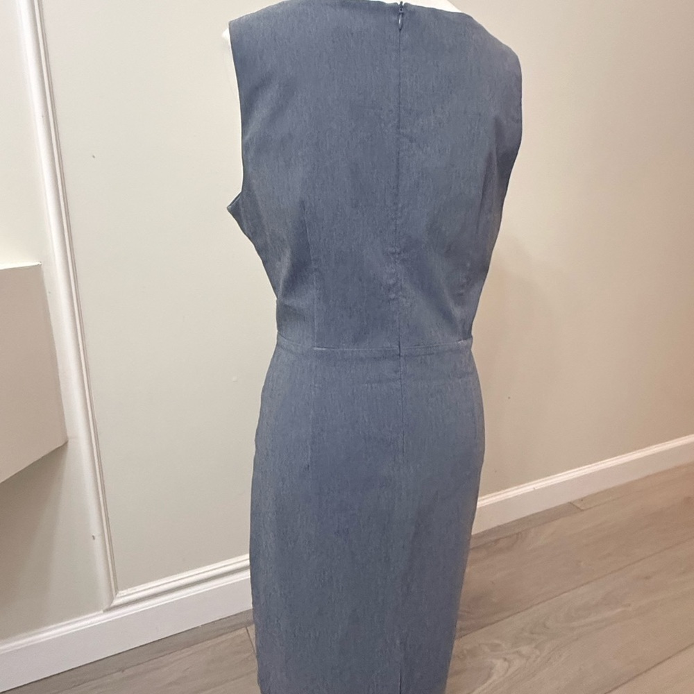 Tribal Blue Gray Belted Sleeveless Sheath Midi Dress Size 12 NWT - Picture 6 of 9